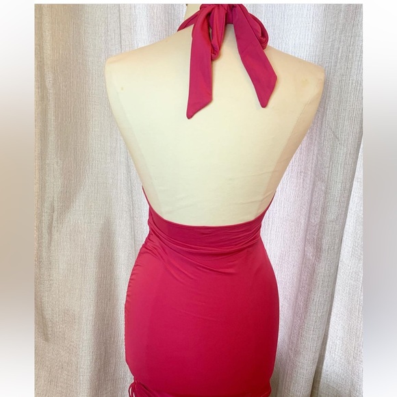 Hot pink halter wrap dress - Picture 2 of 2
